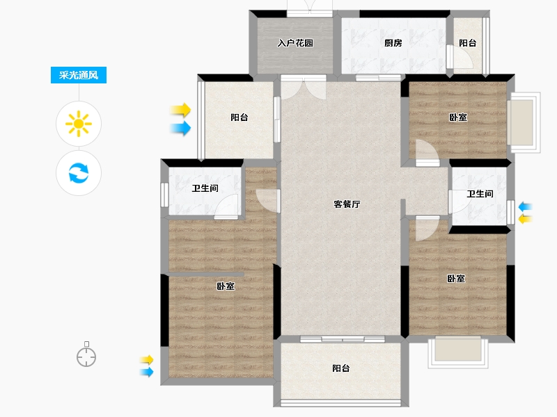 广东省-惠州市-江滨华府-111.43-户型库-采光通风