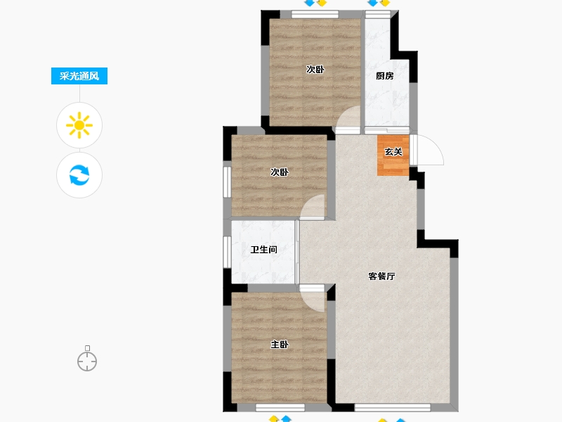 吉林省-长春市-东安白金洋房-67.97-户型库-采光通风