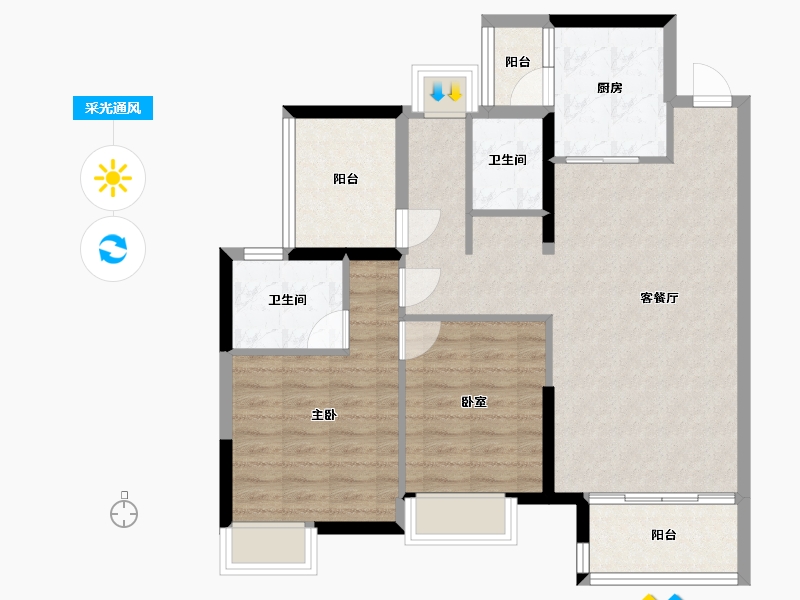 广东省-广州市-佳兆业金域天下-84.92-户型库-采光通风