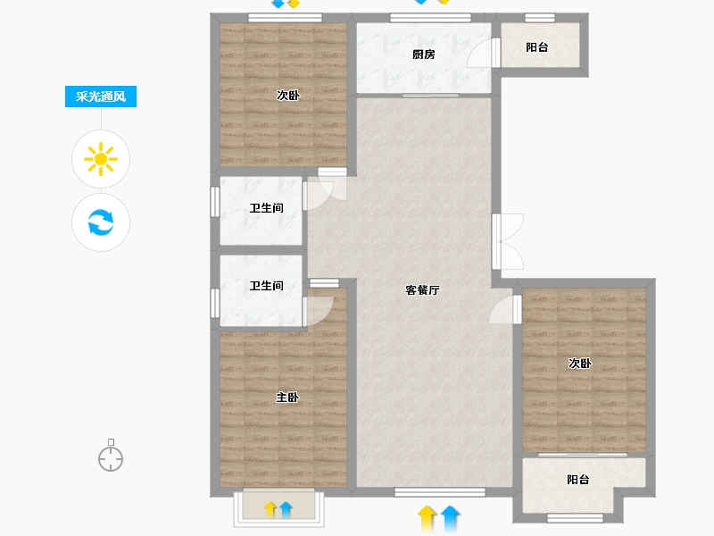 山东省-潍坊市-城投君悦府-118.40-户型库-采光通风