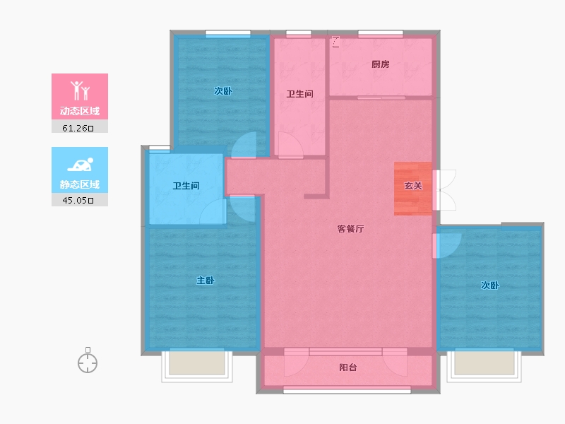 吉林省-长春市-大众置业净月深水湾-95.79-户型库-动静分区