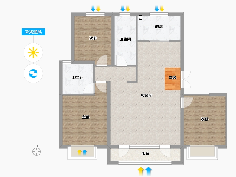 吉林省-长春市-大众置业净月深水湾-95.79-户型库-采光通风