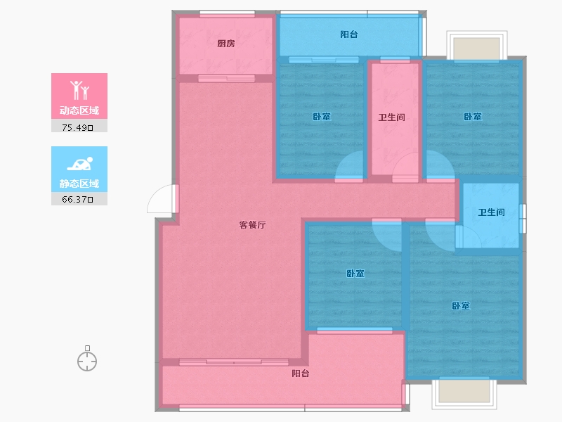 湖南省-怀化市-兴城·壹号公馆-126.46-户型库-动静分区