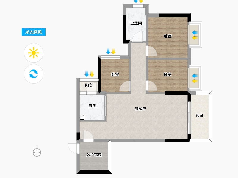 广东省-惠州市-弘泰映月城-69.50-户型库-采光通风