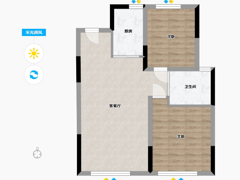 吉林省-长春市-轩泽硅谷壹号·书香邑-61.38-户型库-采光通风