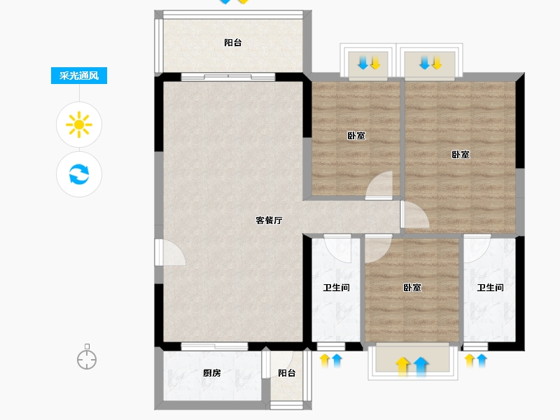 广东省-佛山市-海逸桃花源记-87.23-户型库-采光通风