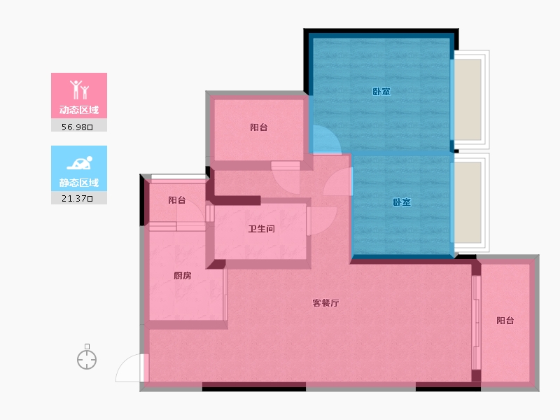 广东省-惠州市-中洲河谷花园-68.96-户型库-动静分区