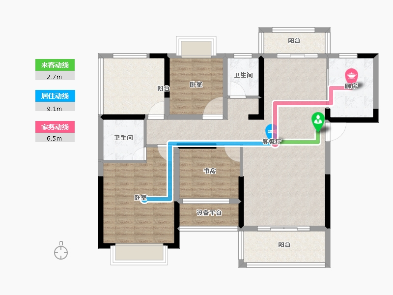 湖南省-长沙市-帝辰·金缇水郡-106.44-户型库-动静线