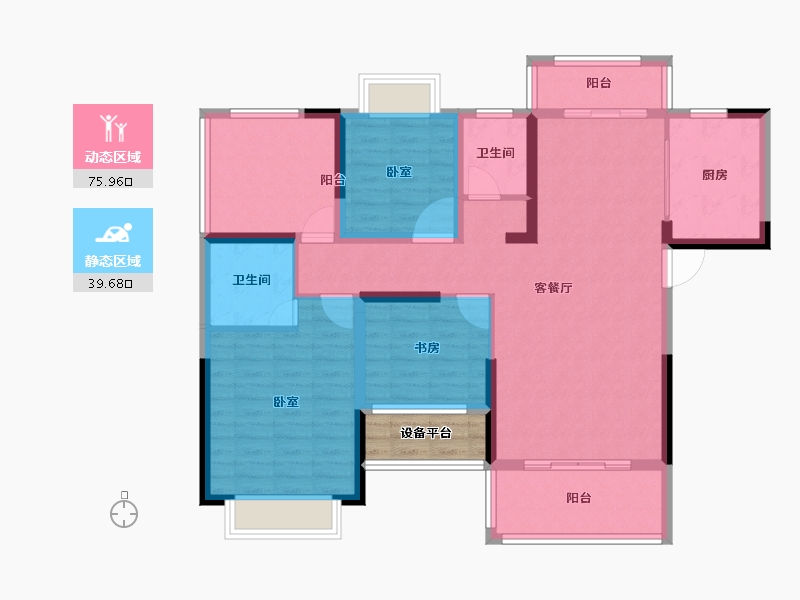 湖南省-长沙市-帝辰·金缇水郡-106.44-户型库-动静分区