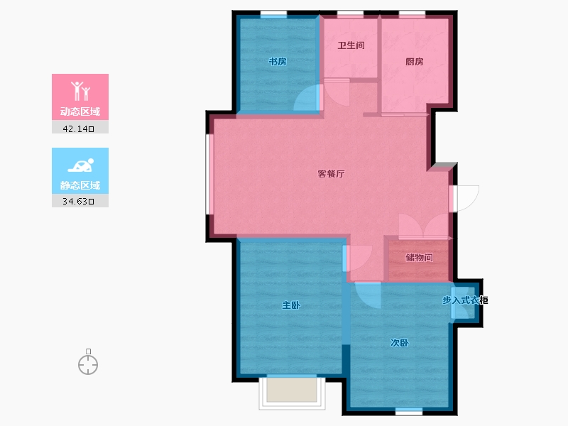 吉林省-长春市-剑桥春雨-68.51-户型库-动静分区