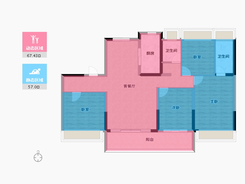 安徽省-黄山市-碧桂园宜龙时代天悦-112.00-户型库-动静分区