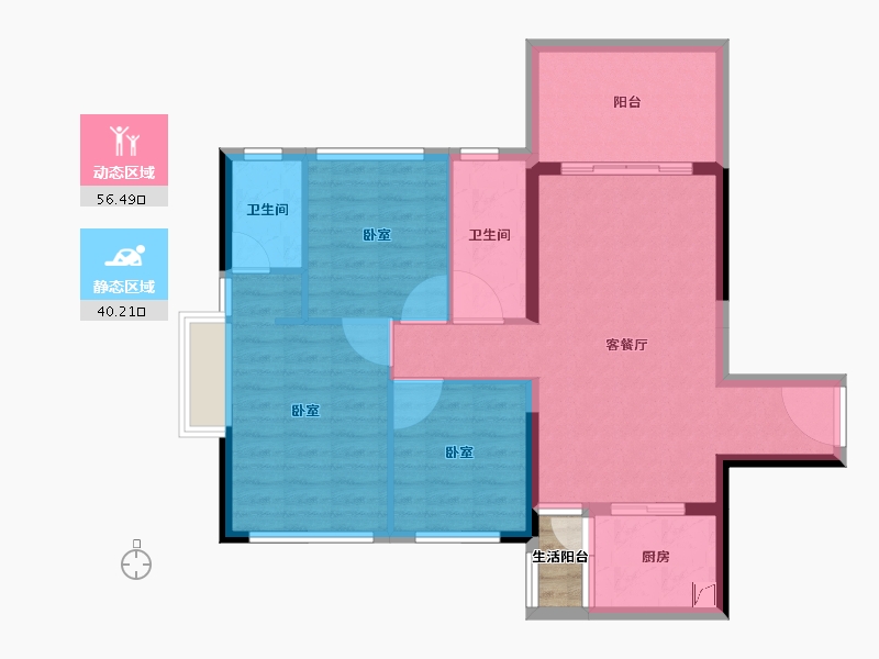 广东省-湛江市-华和南国茗苑-88.89-户型库-动静分区