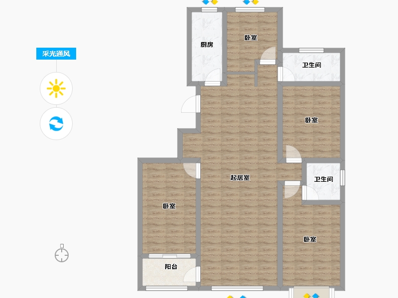 山东省-潍坊市-恒信悦龙山-111.10-户型库-采光通风