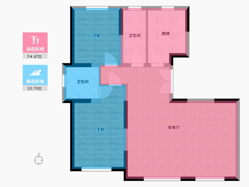 吉林省-长春市-新龙枫丹九里-76.99-户型库-动静分区