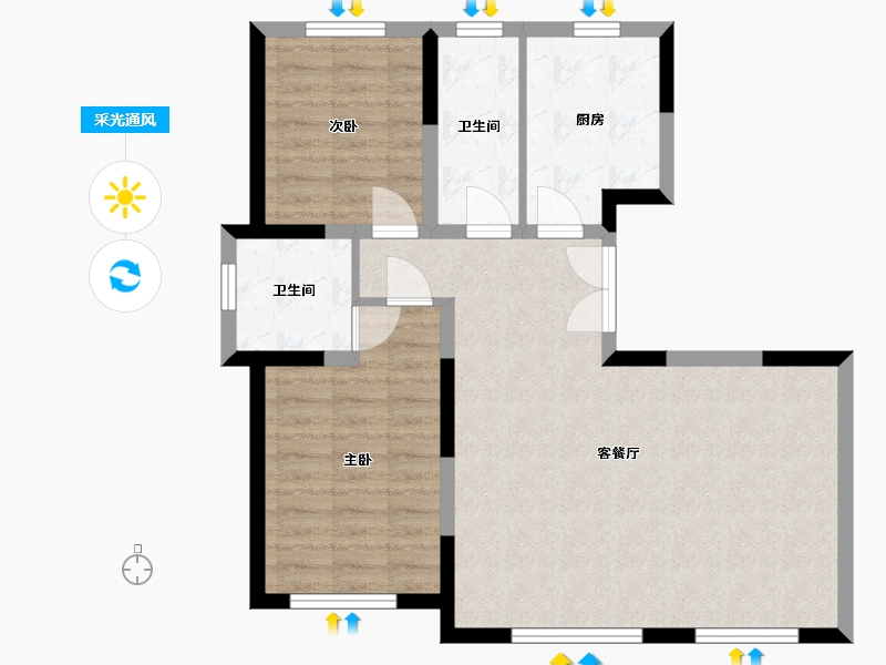 吉林省-长春市-新龙枫丹九里-76.99-户型库-采光通风