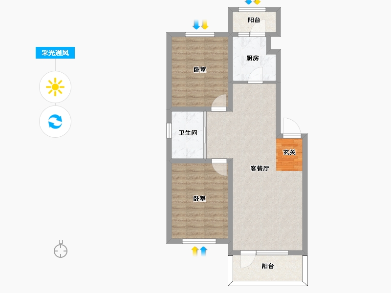 吉林省-长春市-新大赛维利亚小镇-71.60-户型库-采光通风