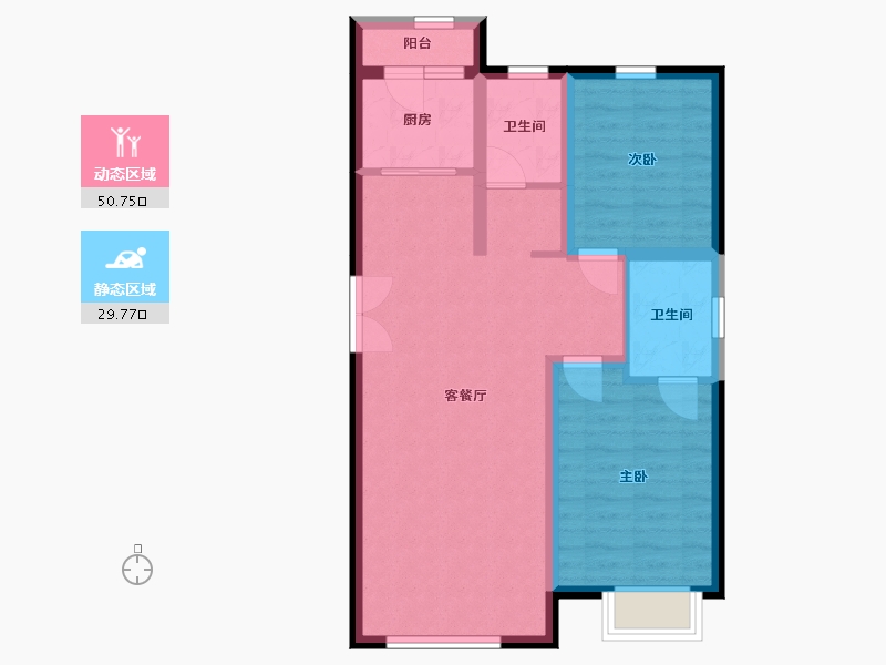 吉林省-长春市-剑桥春雨-71.91-户型库-动静分区