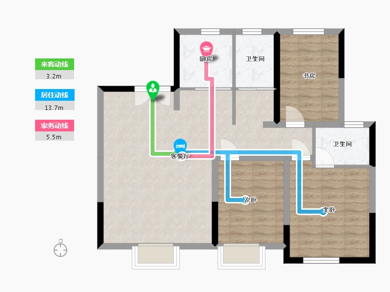 吉林省-长春市-轩泽硅谷壹号·书香邑-82.54-户型库-动静线