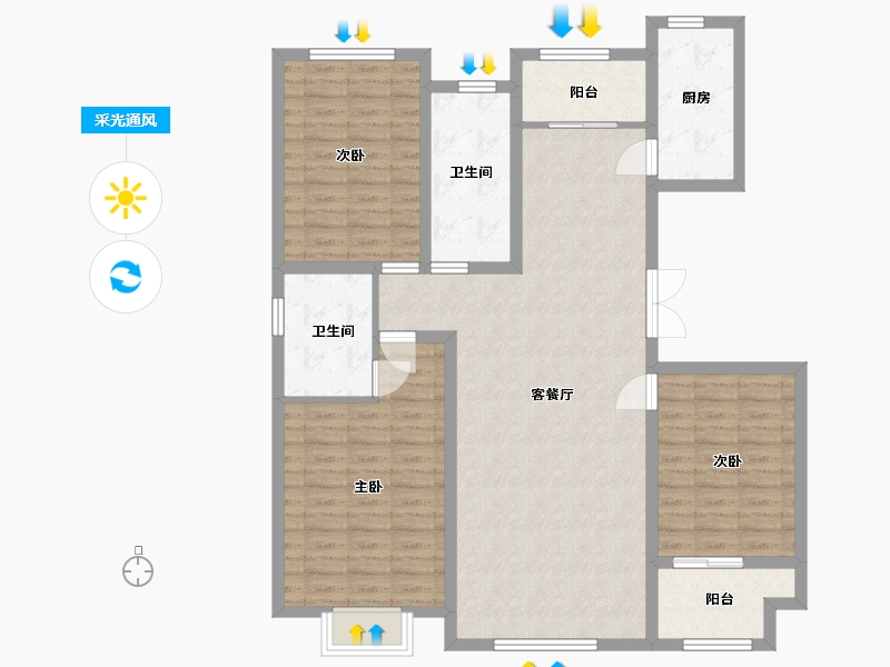 山东省-潍坊市-城投君悦府-115.31-户型库-采光通风