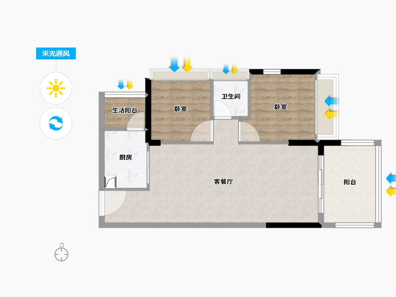 广东省-湛江市-华和南国茗苑-68.23-户型库-采光通风