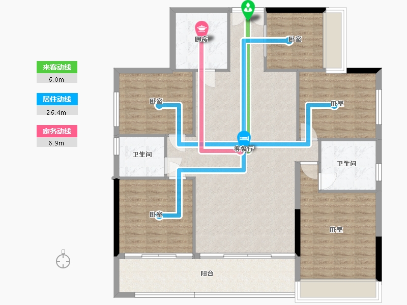 湖南省-郴州市-东方锦绣庄园-133.22-户型库-动静线