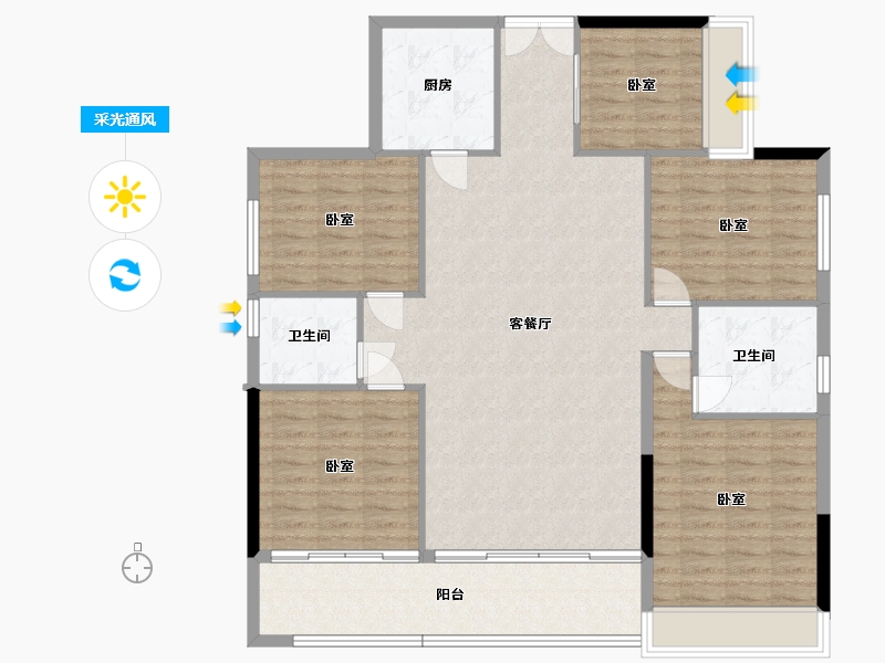 湖南省-郴州市-东方锦绣庄园-133.22-户型库-采光通风