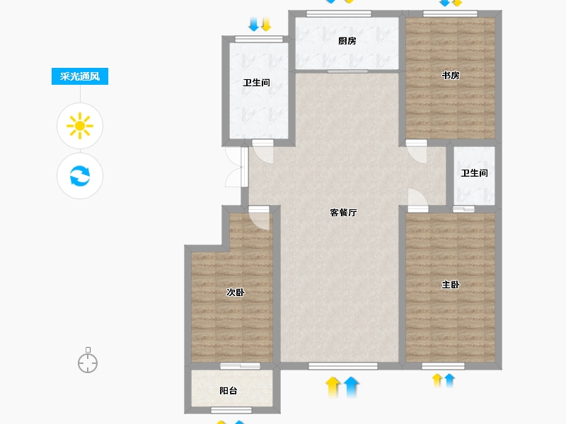 山东省-潍坊市-金庆纳帕溪谷-118.20-户型库-采光通风