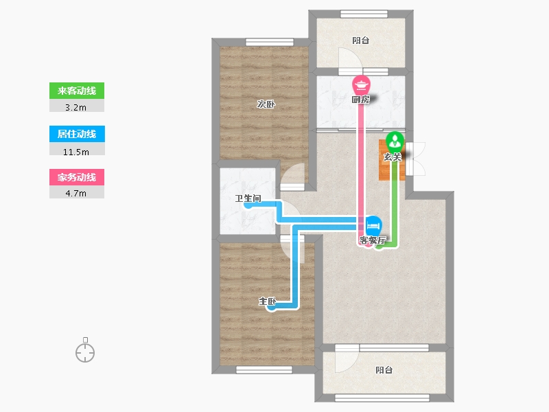 吉林省-长春市-建龙第一城-69.92-户型库-动静线