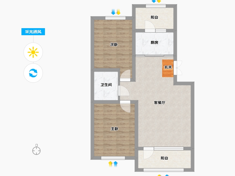 吉林省-长春市-建龙第一城-69.92-户型库-采光通风