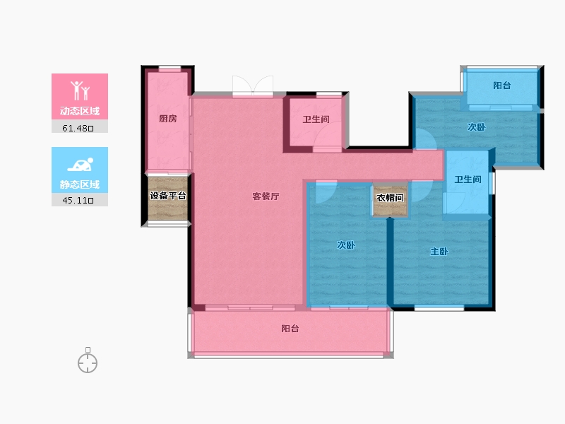 湖南省-长沙市-梅溪湖金茂湾-99.83-户型库-动静分区