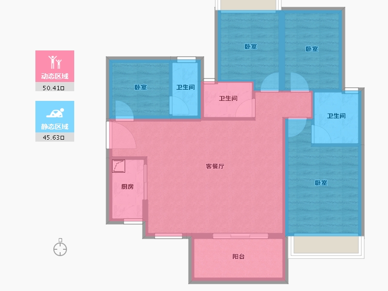 广东省-湛江市-海怡湾-85.45-户型库-动静分区