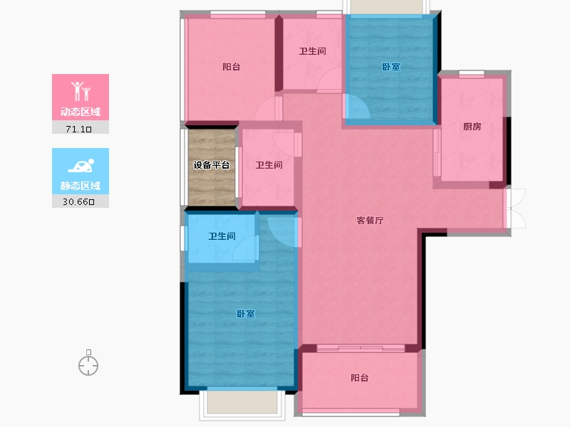 湖南省-长沙市-帝辰·金缇水郡-93.73-户型库-动静分区