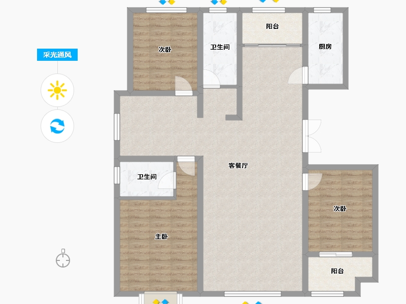 山东省-潍坊市-城投君悦府-120.18-户型库-采光通风