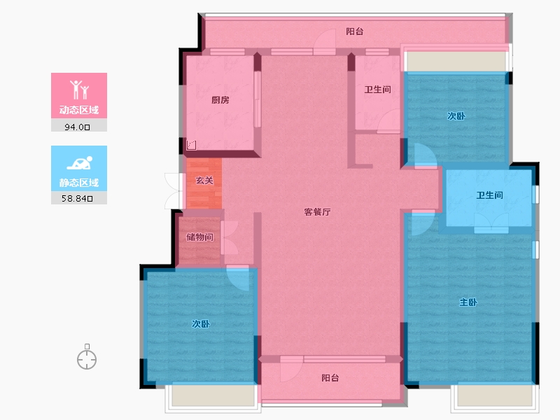 吉林省-长春市-华润净月臺-135.47-户型库-动静分区