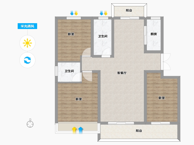 河南省-周口市-众恒华府-110.01-户型库-采光通风