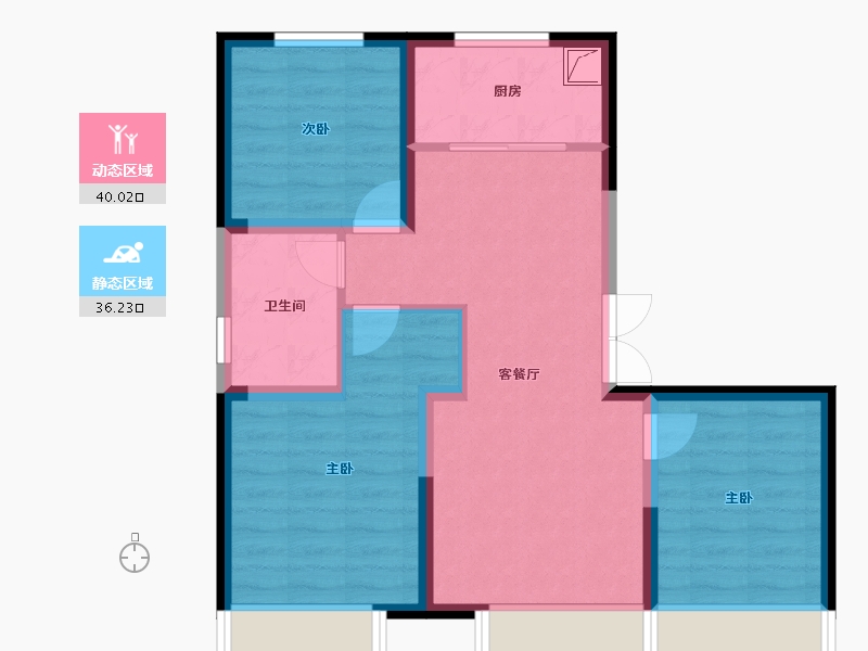 吉林省-长春市-中国铁建西派唐颂·观源-67.48-户型库-动静分区