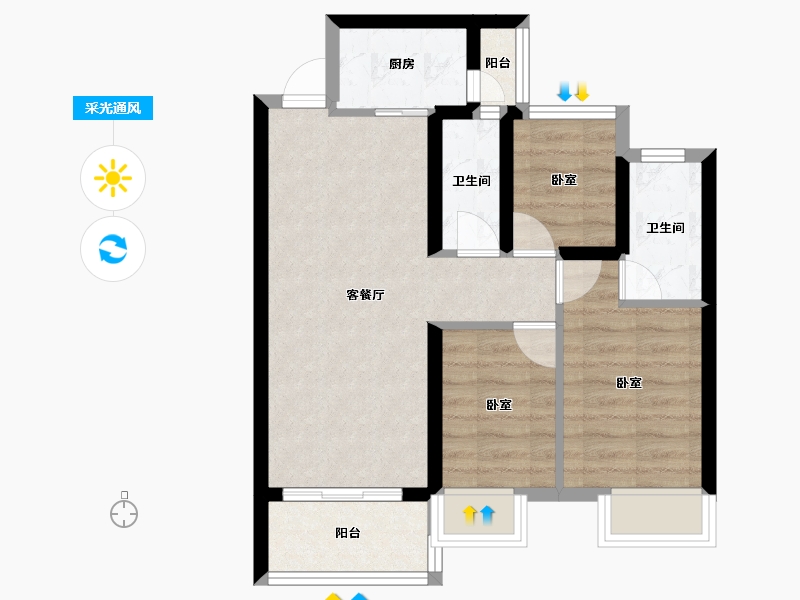 广东省-江门市-联发·悦澜山-59.21-户型库-采光通风