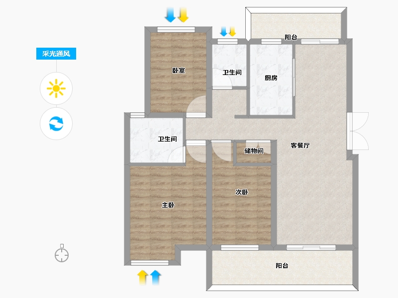 安徽省-黄山市-鲲鹏名门御府-98.01-户型库-采光通风