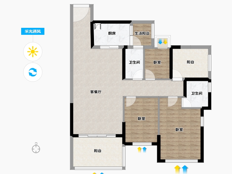 广东省-湛江市-华和南国茗苑-101.99-户型库-采光通风