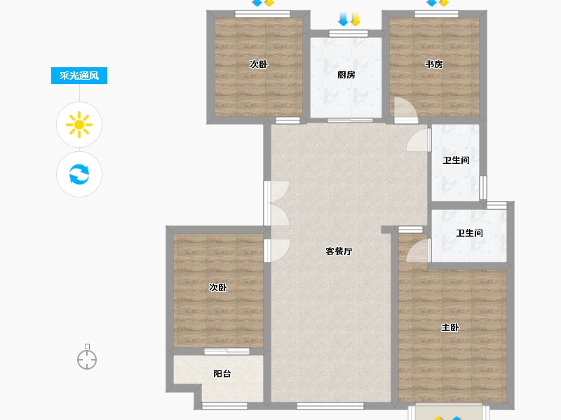 山东省-潍坊市-城投君悦府-107.99-户型库-采光通风