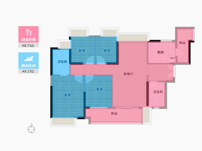 广东省-广州市-凯德·山海连城-105.00-户型库-动静分区