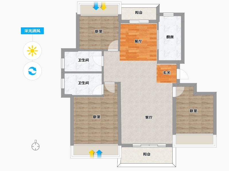 河南省-信阳市-中浙·春风十里-91.10-户型库-采光通风