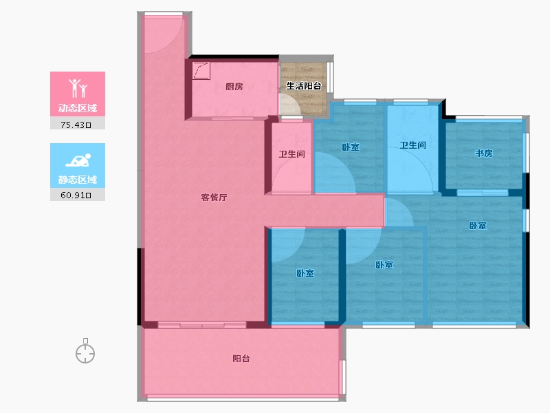 广东省-湛江市-华和南国茗苑-126.61-户型库-动静分区