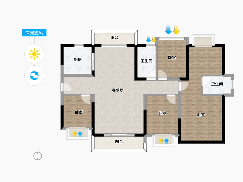 广东省-惠州市-碧桂园龙熹山-109.81-户型库-采光通风