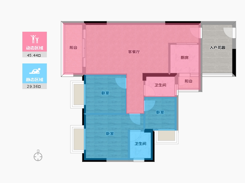 广东省-惠州市-弘泰映月城-74.64-户型库-动静分区