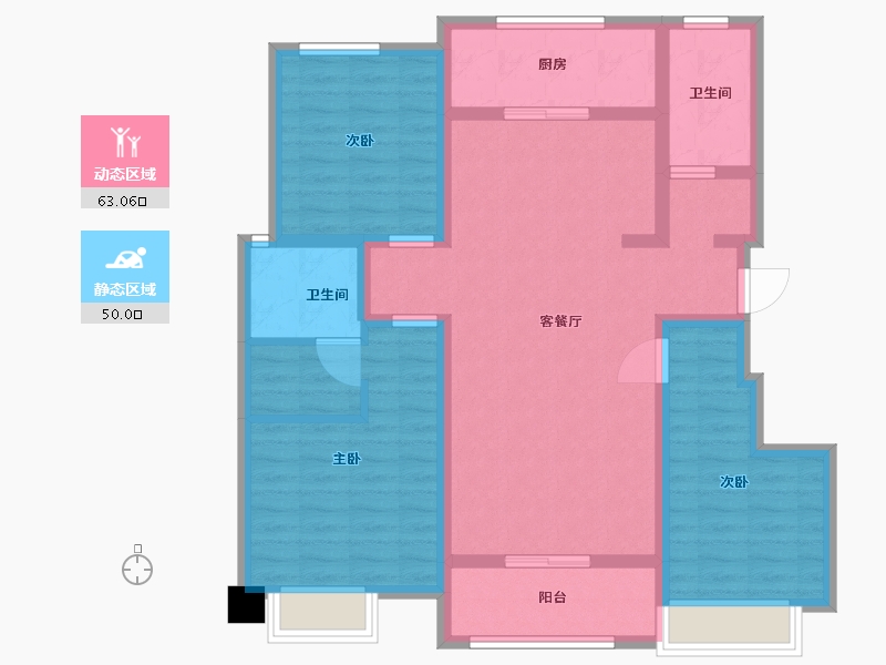 山东省-潍坊市-紫玉兰亭-100.01-户型库-动静分区