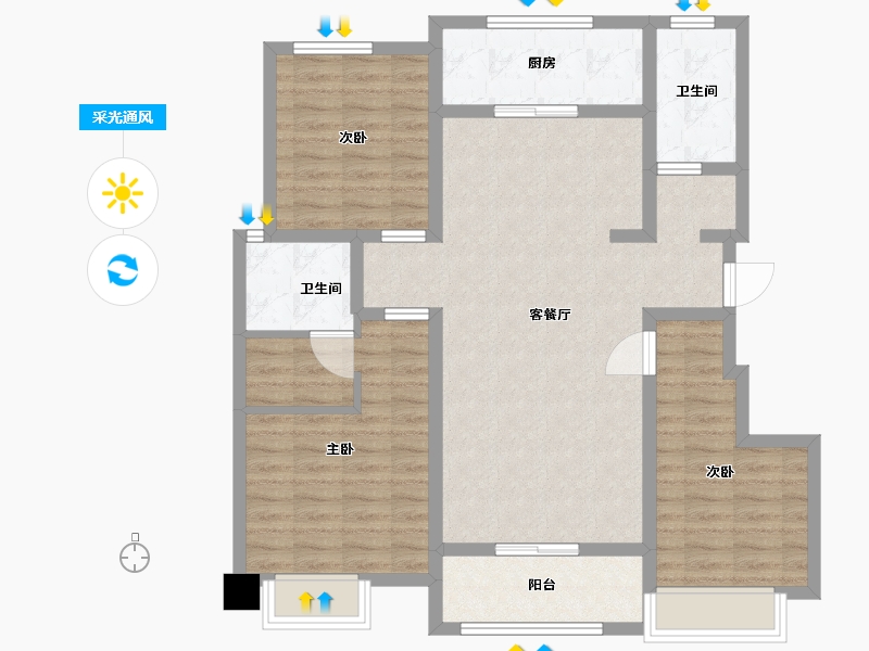 山东省-潍坊市-紫玉兰亭-100.01-户型库-采光通风