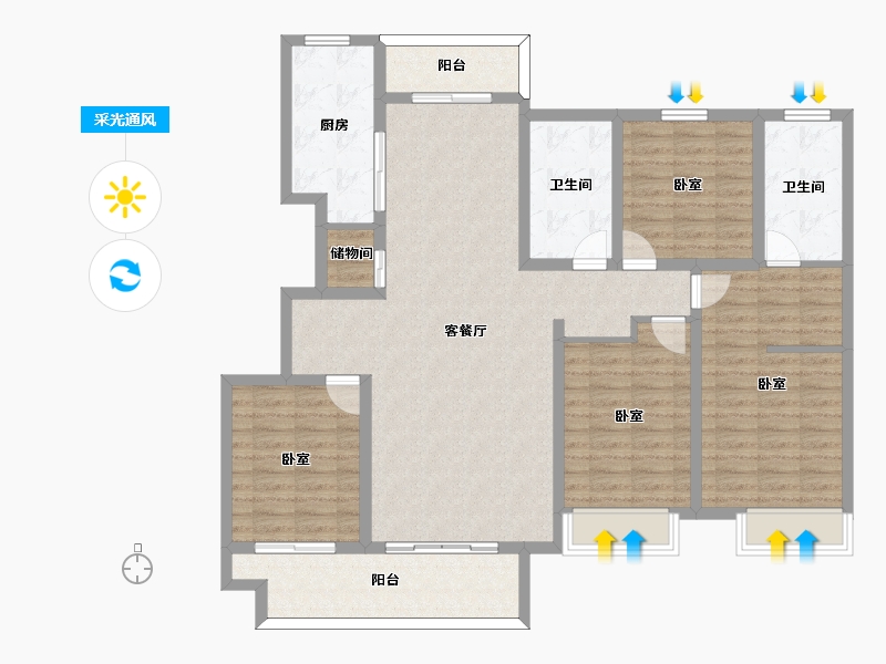 河南省-周口市-太康建业城-132.01-户型库-采光通风