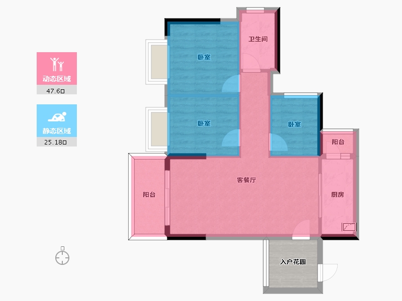 广东省-惠州市-弘泰映月城-70.00-户型库-动静分区