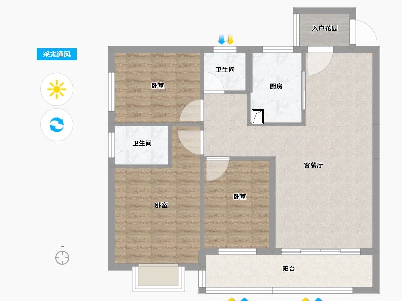 湖南省-怀化市-蔚蓝水岸-85.16-户型库-采光通风